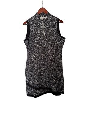 EP new york Sleeveless Black & White Patterned Shift Dress
